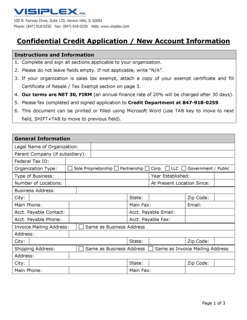 40 Free Credit Application Form Templates Samples