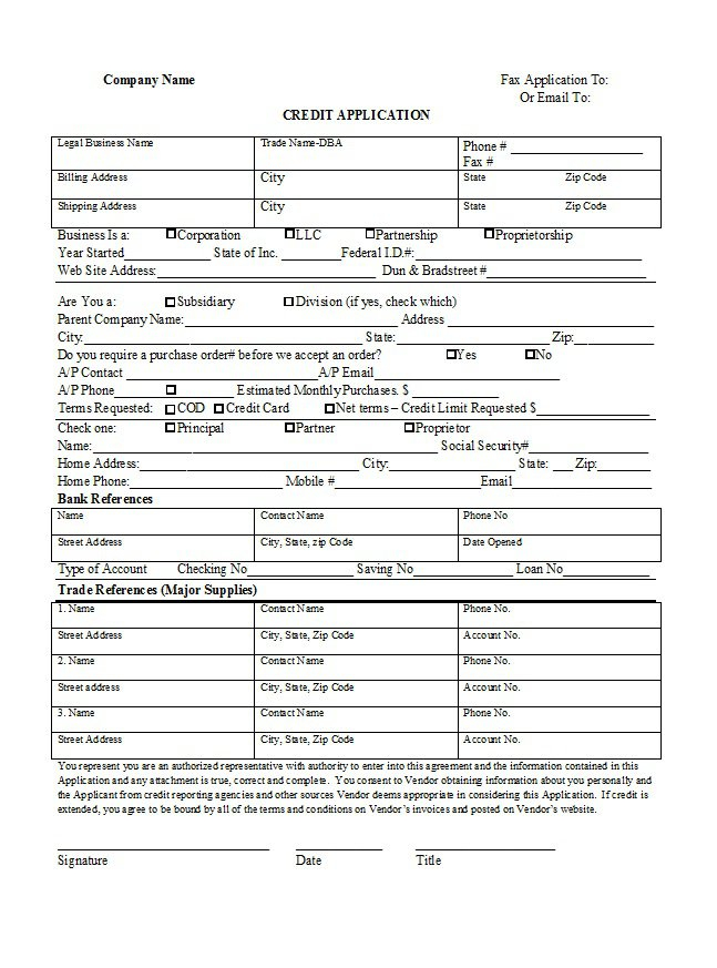 45 Free Credit Application Form Templates Samples Free Template 
