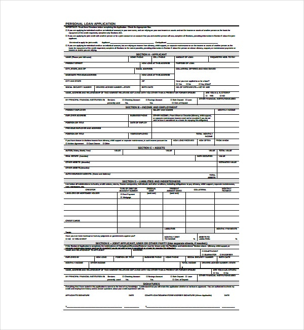 8 Loan Application Form Templates Word Pages Google Docs PDF 
