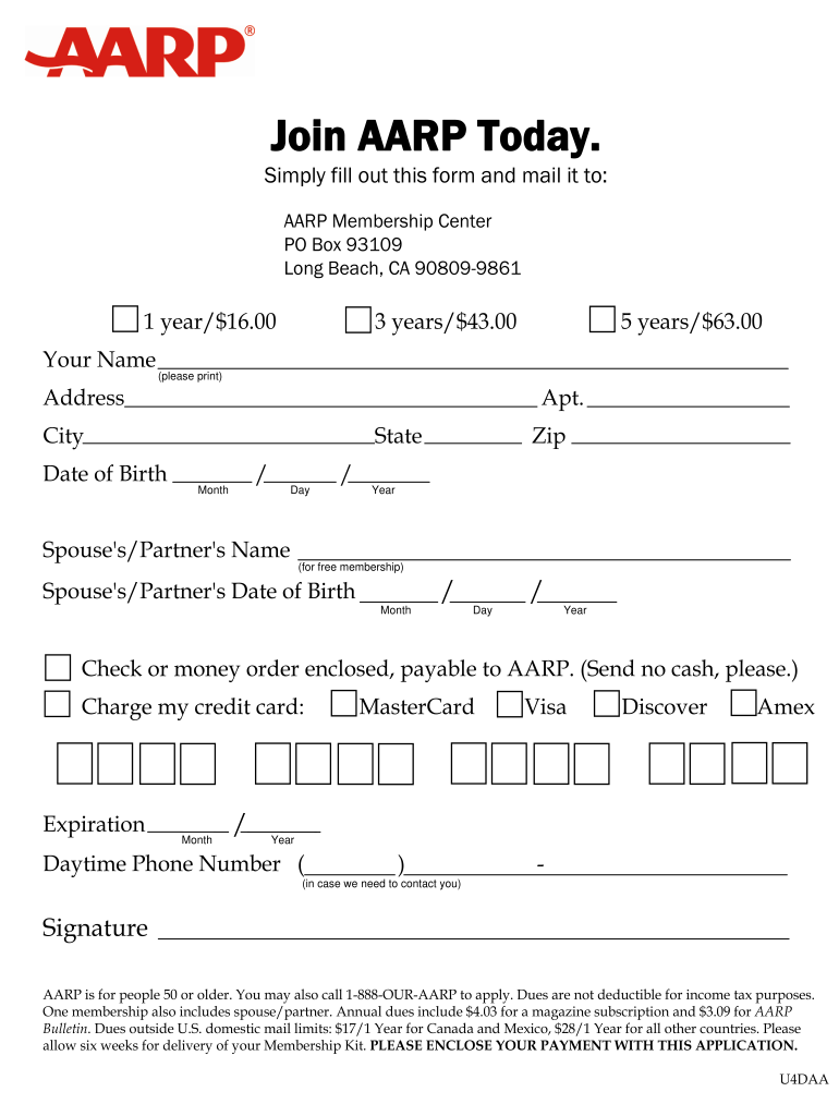 Aarp Printable Application Pdf Fill Online Printable Fillable 