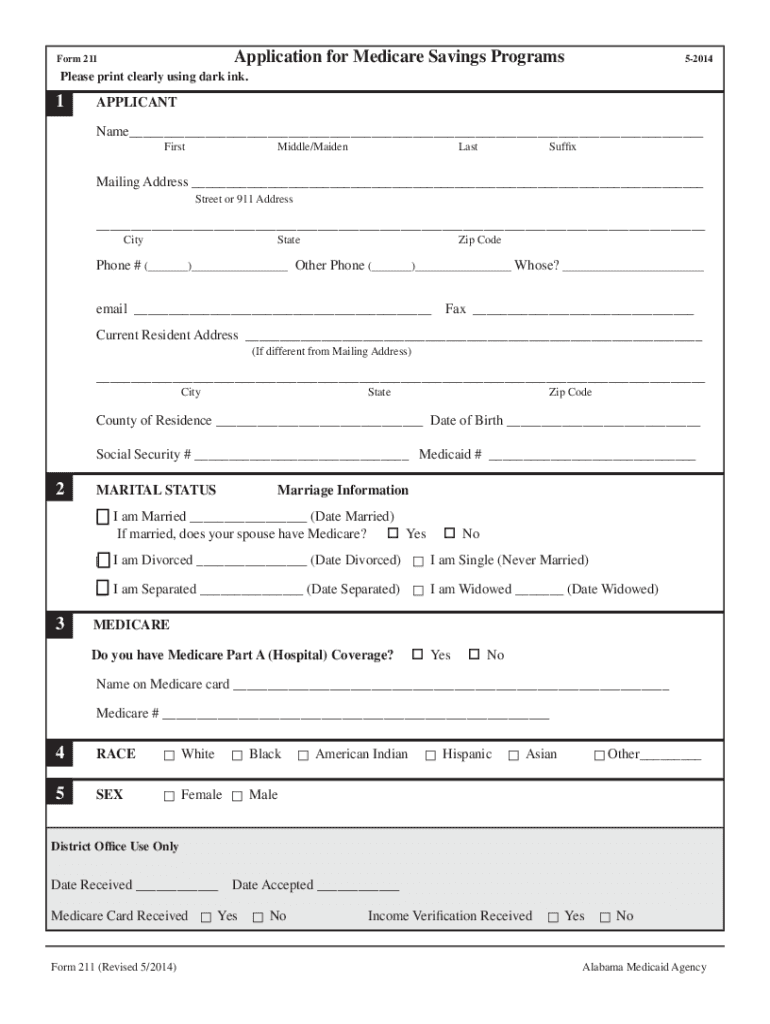 Alabama Medicaid Form 211 Fill And Sign Printable Template Online