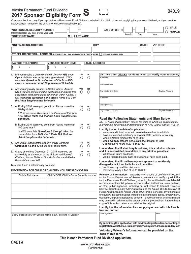 Alaska Tax Forms 2019 Permanent Fund Dividend Form And Instructions 