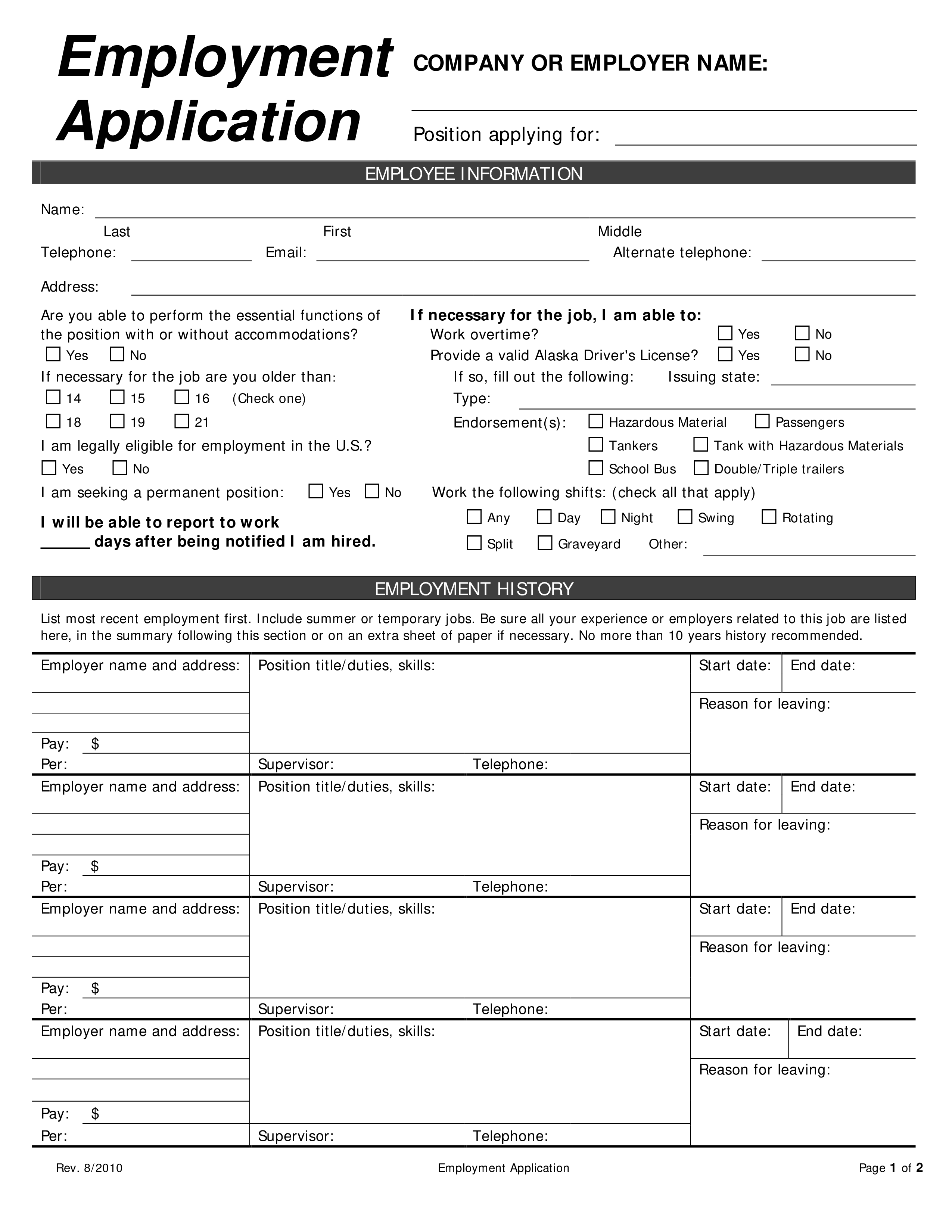 Blank Employee Application Form Templates At Allbusinesstemplates Blank Employee Application Form Templates At Allbusinesstemplates