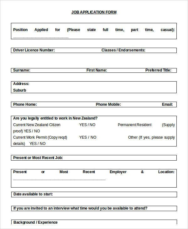 Blank Job Application 8 Free Word PDF Documents Download Free