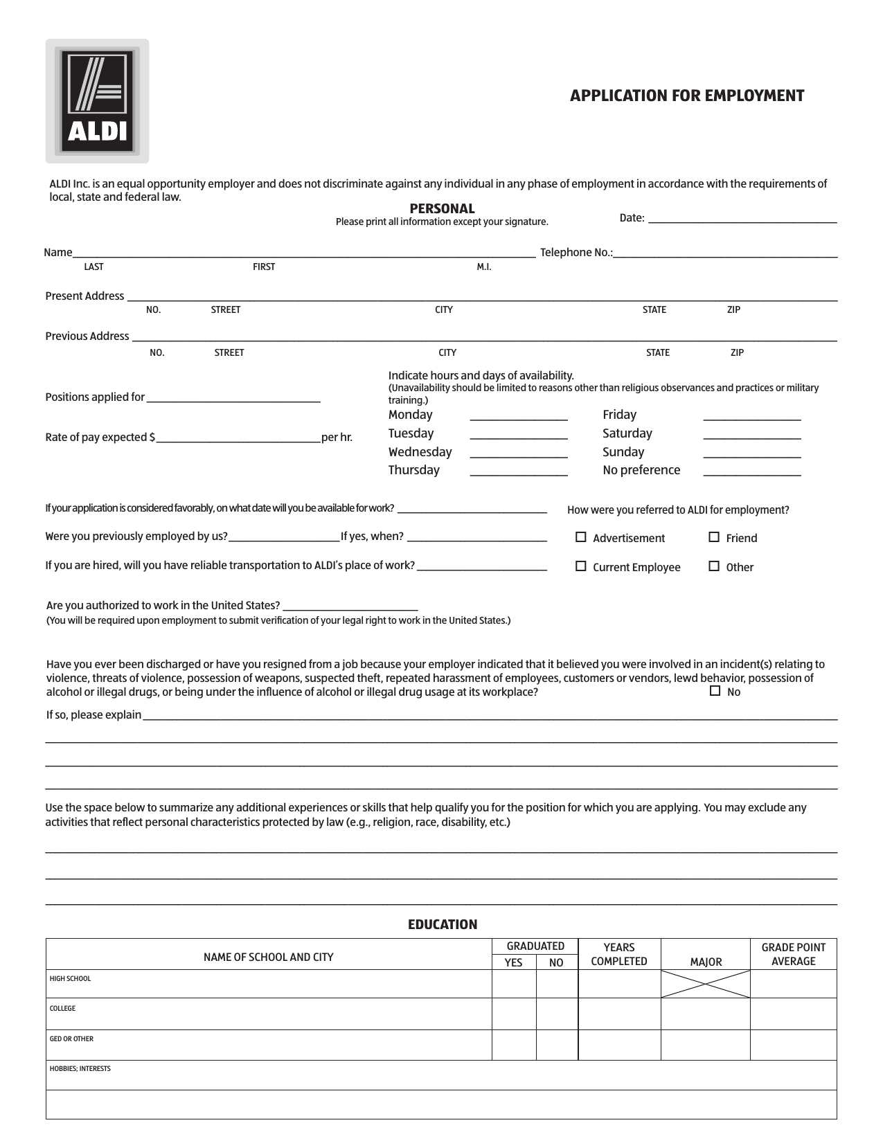 Download ALDI Job Application Form Careers PDF FreeDownloads Download ALDI Job Application Form Careers PDF FreeDownloads