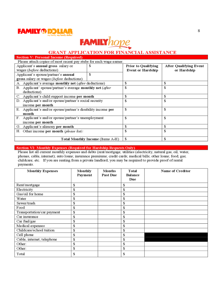 Family Dollar Job Application Form For Financial Assistant Free Download