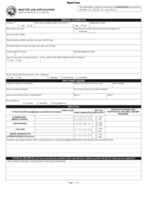 Fillable Master Job Application Form Printable Pdf Download Printable Fillable Master Job Application Form Printable Pdf Download Printable
