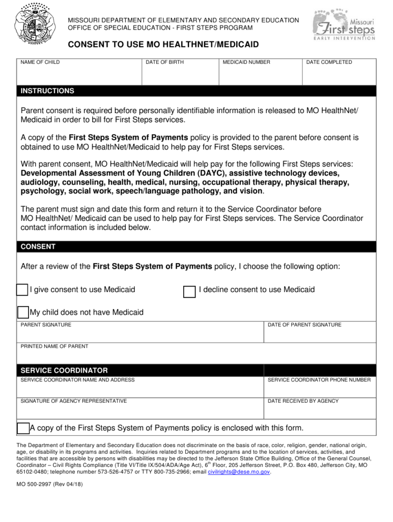Form MO500 2997 Download Fillable PDF Or Fill Online Consent To Use Mo 