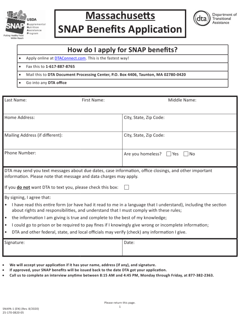 Form SNAPA 1 Download Fillable PDF Or Fill Online Snap Benefits 