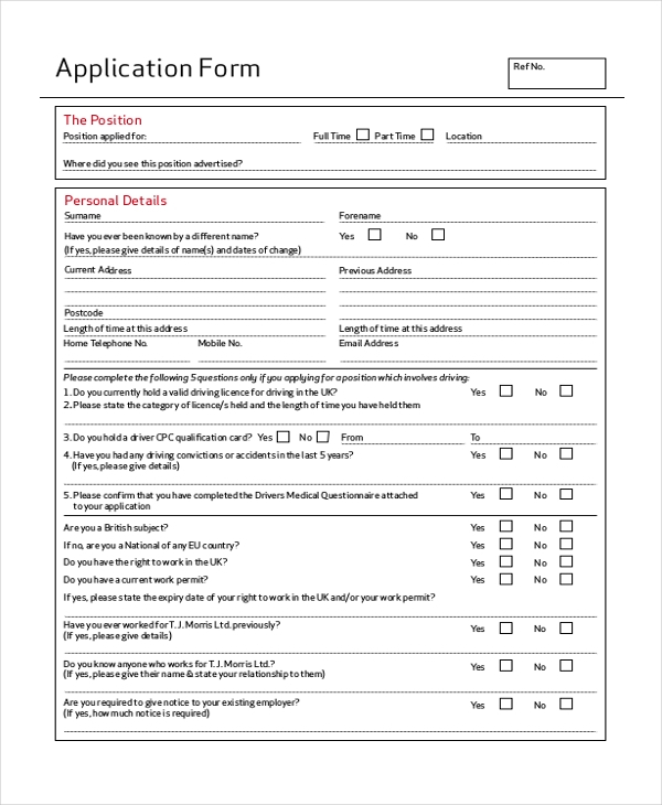 FREE 8 Sample Target Application Forms In PDF MS Word