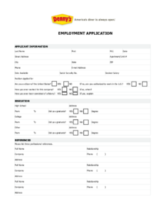 Free Printable Denny S Job Application Form Printable Application