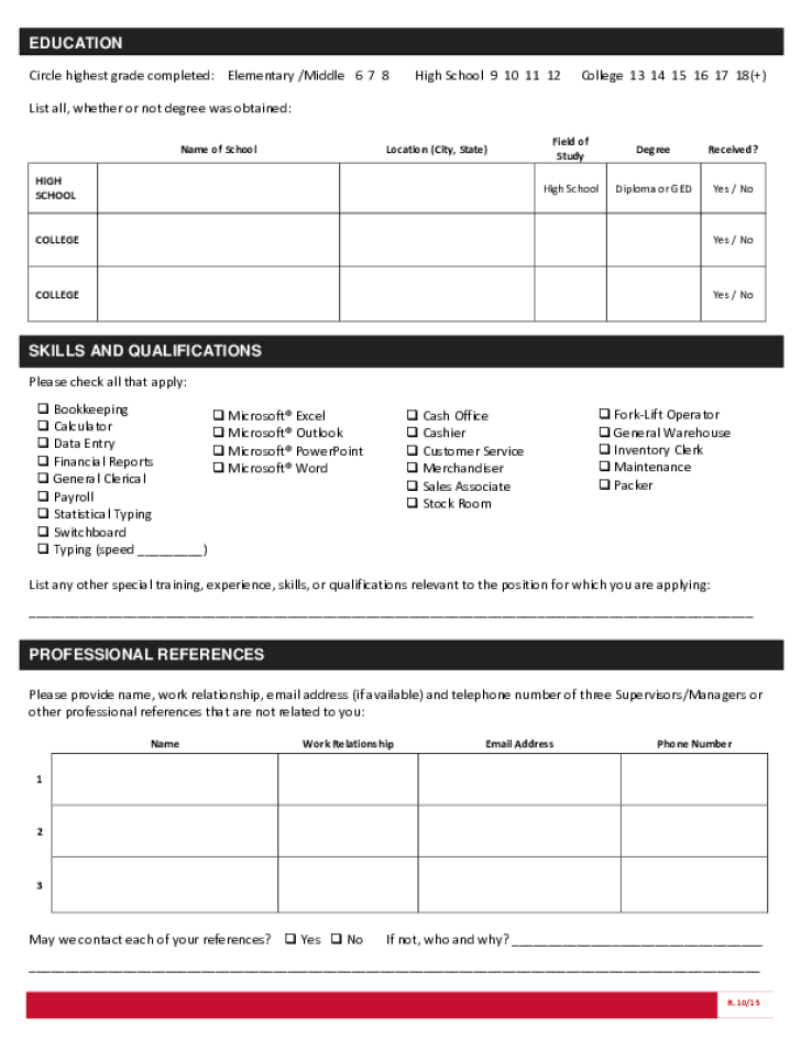 Free Printable T J Maxx Job Application Form Page 3 Free Printable T J Maxx Job Application Form Page 3