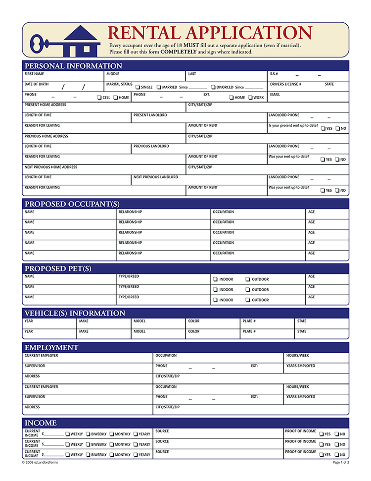 Free Rental Lease Application Forms EZ Landlord Forms House Free Rental Lease Application Forms EZ Landlord Forms House