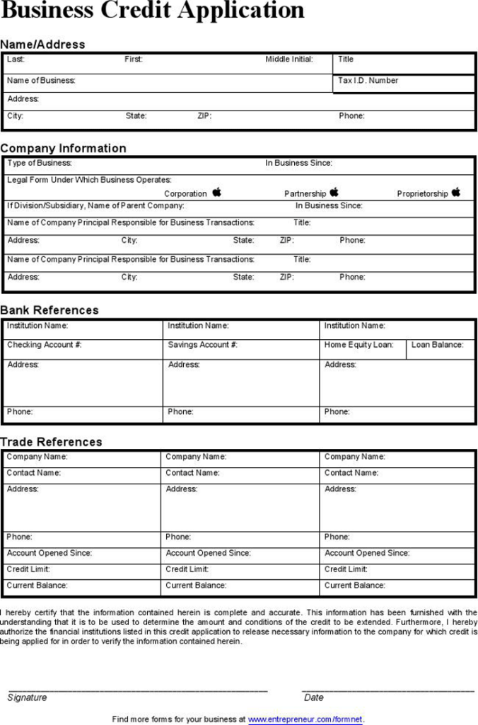  Get 17 Download Printable Free Business Credit Application Template 