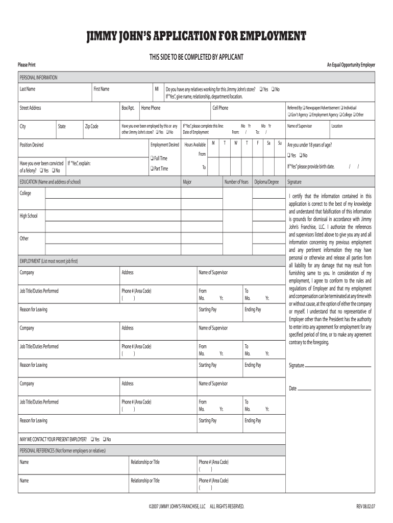 Jersey Mike s Application Pdf Fill And Sign Printable Template Online