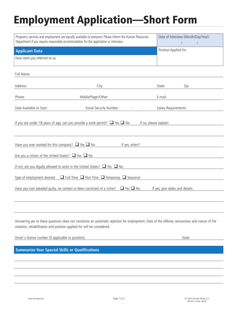 Job Application Form Examples 9 PDF Examples