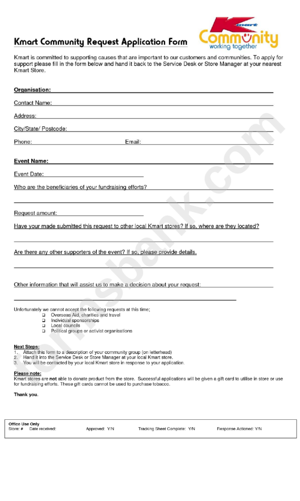 Kmart Community Request Application Form Printable Pdf Download