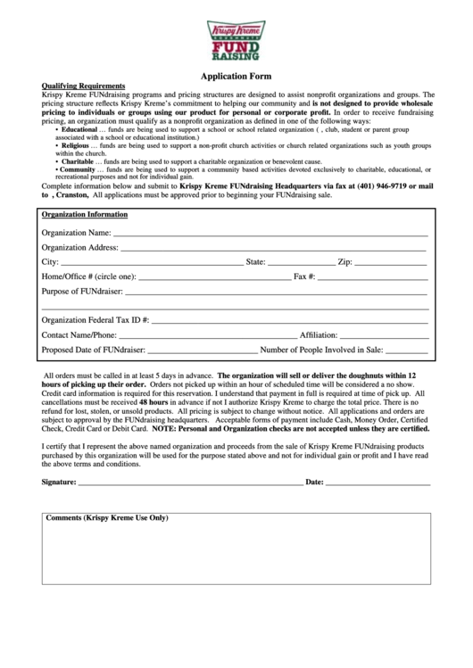 Krispy Kreme Application Form Printable Pdf Download