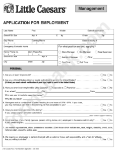 Little Caesars Application Form Printable Pdf Download Printable Little Caesars Application Form Printable Pdf Download Printable