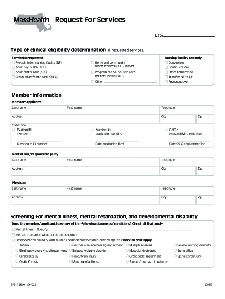 Masshealth Request For Services Form Fill Out And Sign Printable PDF 