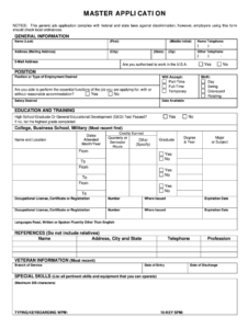 Printable Master Application Printable Application Printable Master Application Printable Application