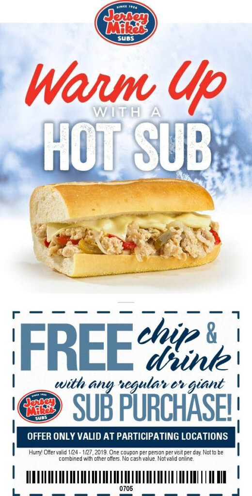 Pinned January 25th FREE Chips Drink With Your Sub At JerseyMikes 