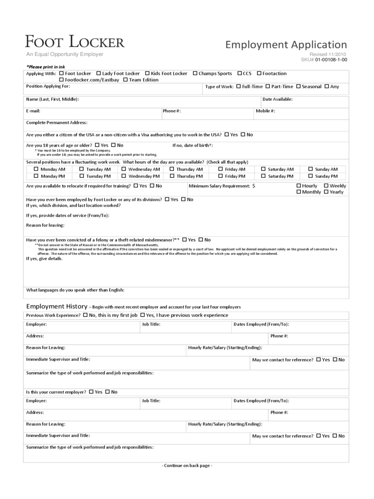 Retail Job Application Form 15 Free Templates In PDF Word Excel 